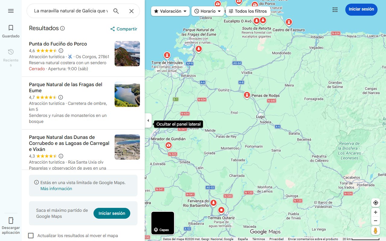 Mapa de La maravilla natural de Galicia que visitar al menos una vez en la vida: 