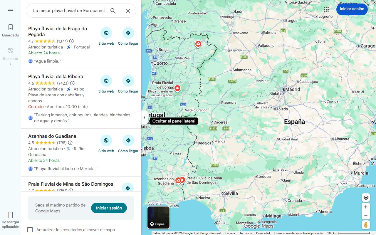 Mapa de La mejor playa fluvial de Europa está en Portugal y tiene agua a 30ºC