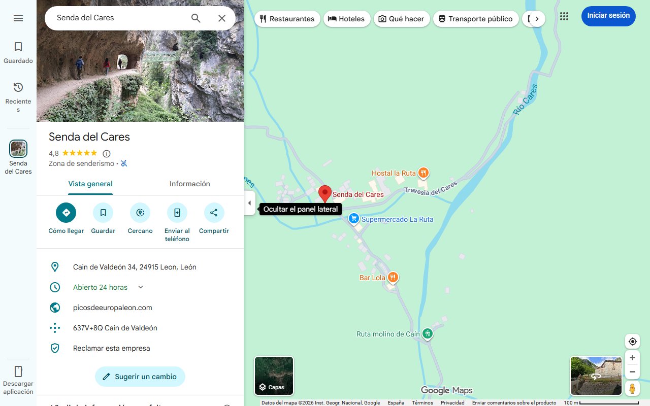 Mapa de La mejor ruta de España según los senderistas se llama la Garganta Divina: atraviesa túneles y paisajes únicos en el mundo