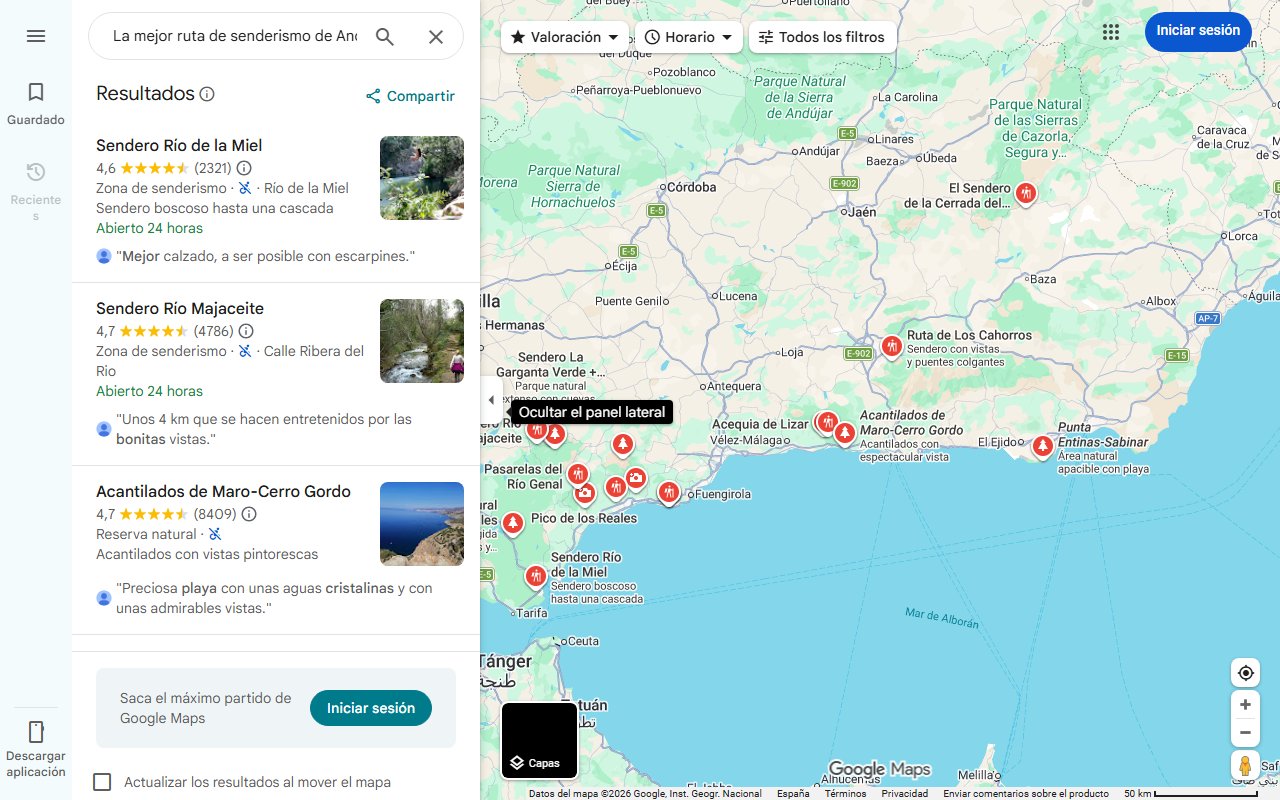 Mapa de La mejor ruta de senderismo de Andalucía entre playas paradisíacas