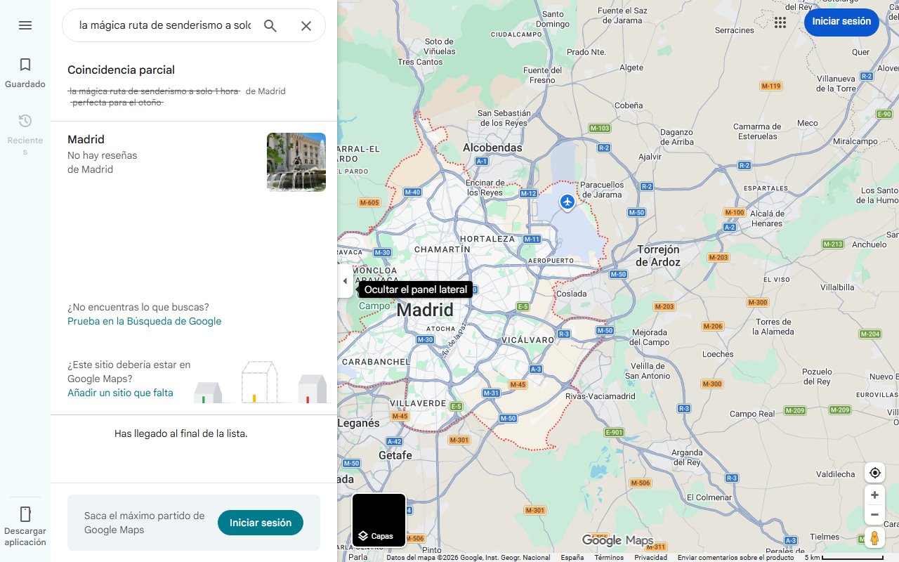 Mapa de Descubre la mágica ruta de senderismo a solo 1 hora de Madrid perfecta para el otoño: sencilla, llena de abedules y con una preciosa cascada