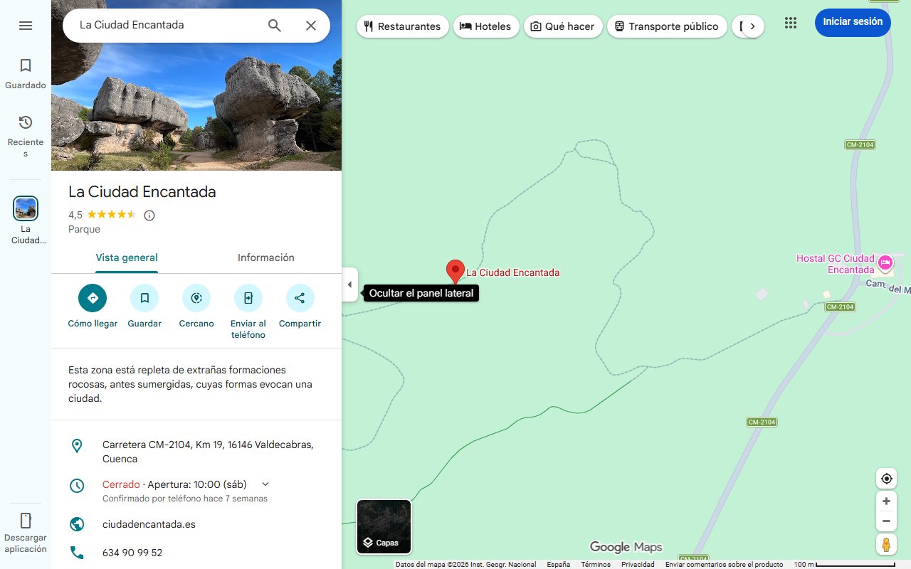 Mapa de La otra Ciudad Encantada de Cuenca: un laberinto oculto sin turistas