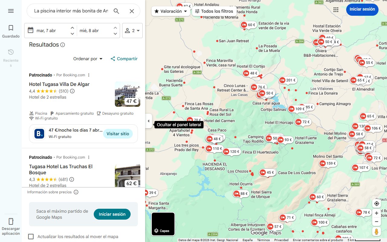 Mapa de La piscina interior más bonita de Andalucía está en este alojamiento rural de la Sierra de Cádiz y bañarte en ella es una experiencia que no olvidarás