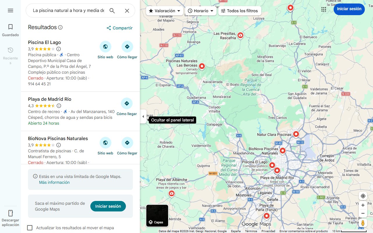 Mapa de La piscina natural a hora y media de Madrid que es una joya poco conocida: hay que ir sí o sí y está en este precioso pueblo