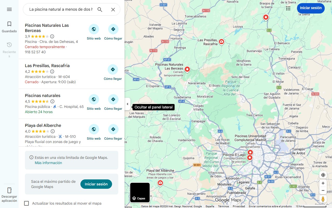 Mapa de La piscina natural a menos de dos horas de Madrid ideal para una escapada en verano
