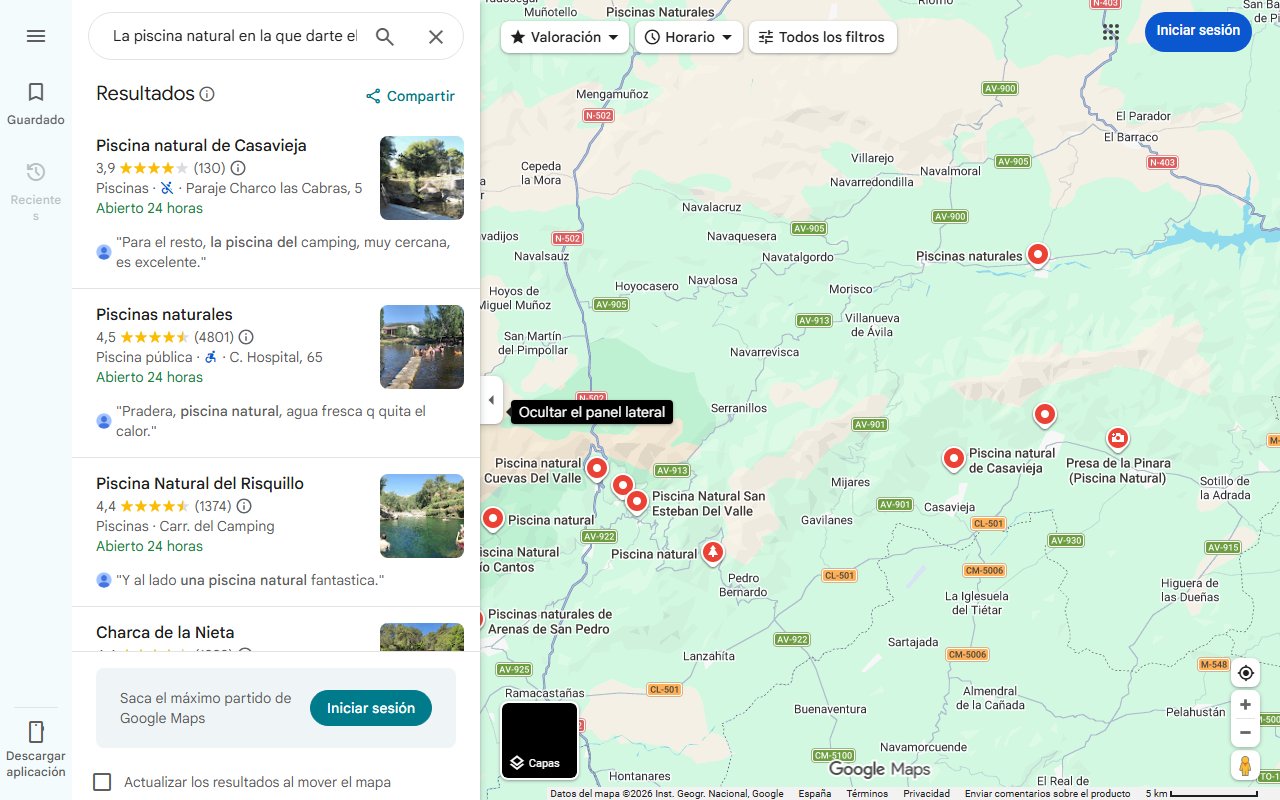Mapa de La piscina natural en la que darte el último chapuzón del verano está en Ávila: aguas cristalinas y un puente medieval a dos horas de la capital