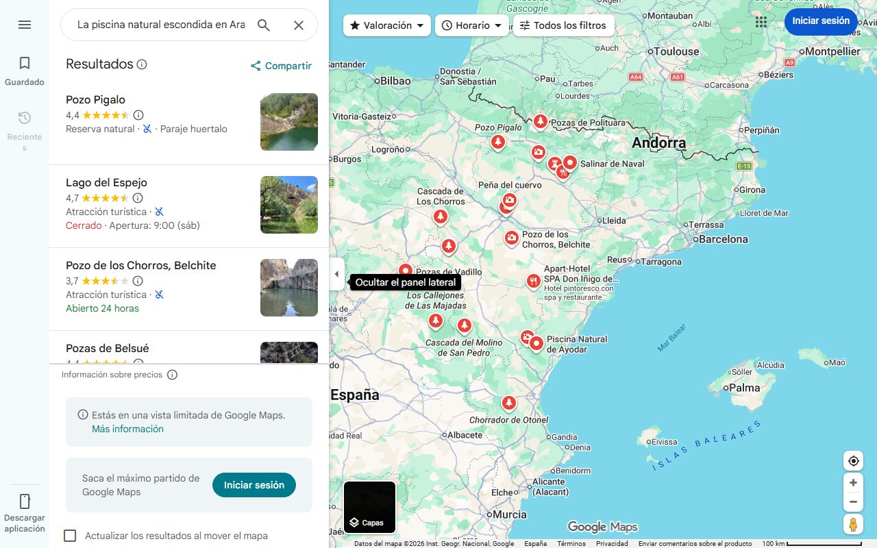 Mapa de La piscina natural escondida en Aragón: aguas cristalinas e ideal para una excursión en familia