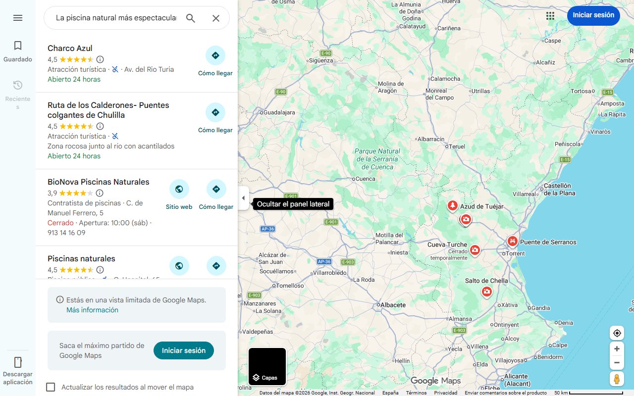 Mapa de La piscina natural más espectacular de Valencia está oculta en un cañón, se accede por un puente colgante y su embarcadero arrasa en Instagram