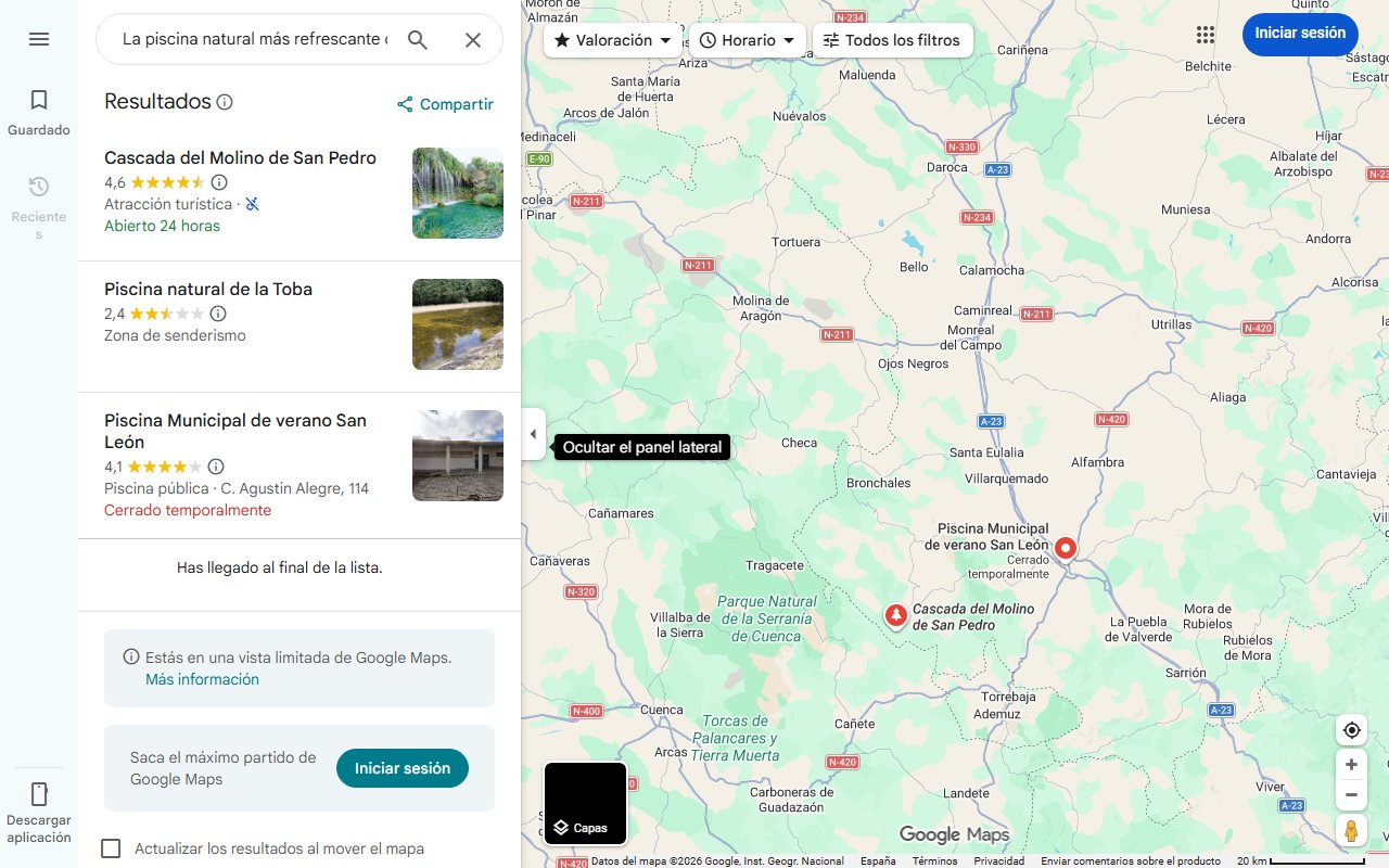 Mapa de La piscina natural más refrescante de España se encuentra en este pueblo de Teruel: tiene una bonita cascada