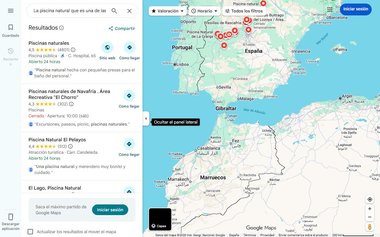 Mapa de La piscina natural que es una de las más grandes de España: es gratis, fue nombrada BIC y está en un pueblo precioso