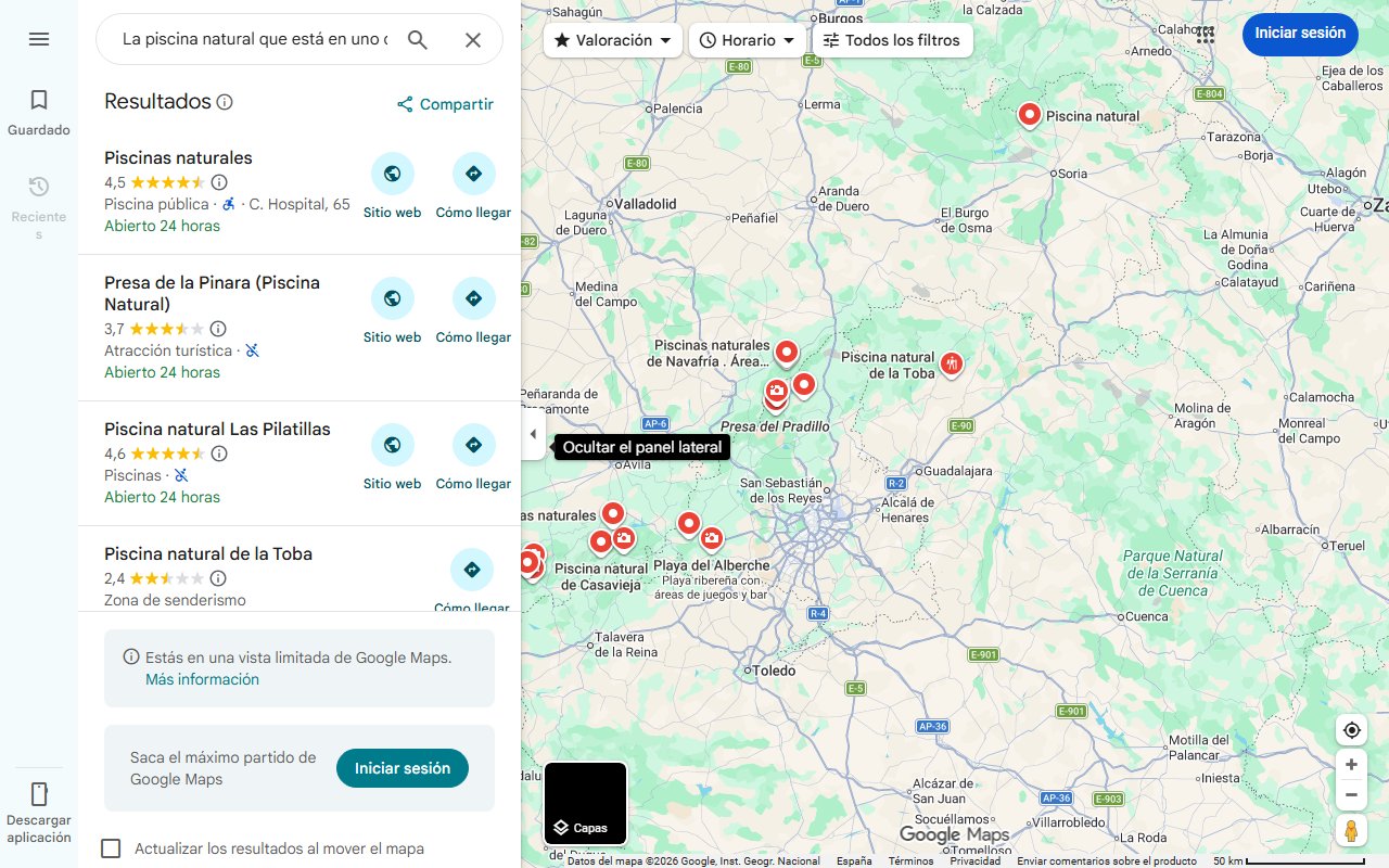 Mapa de La piscina natural que está en uno de los pueblos más bonitos de España: situada a los pies de un espectacular castillo árabe