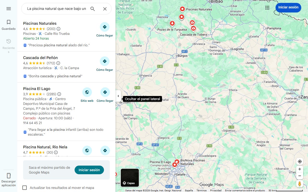 Mapa de La piscina natural que nace bajo una cascada idílica está en Burgos
