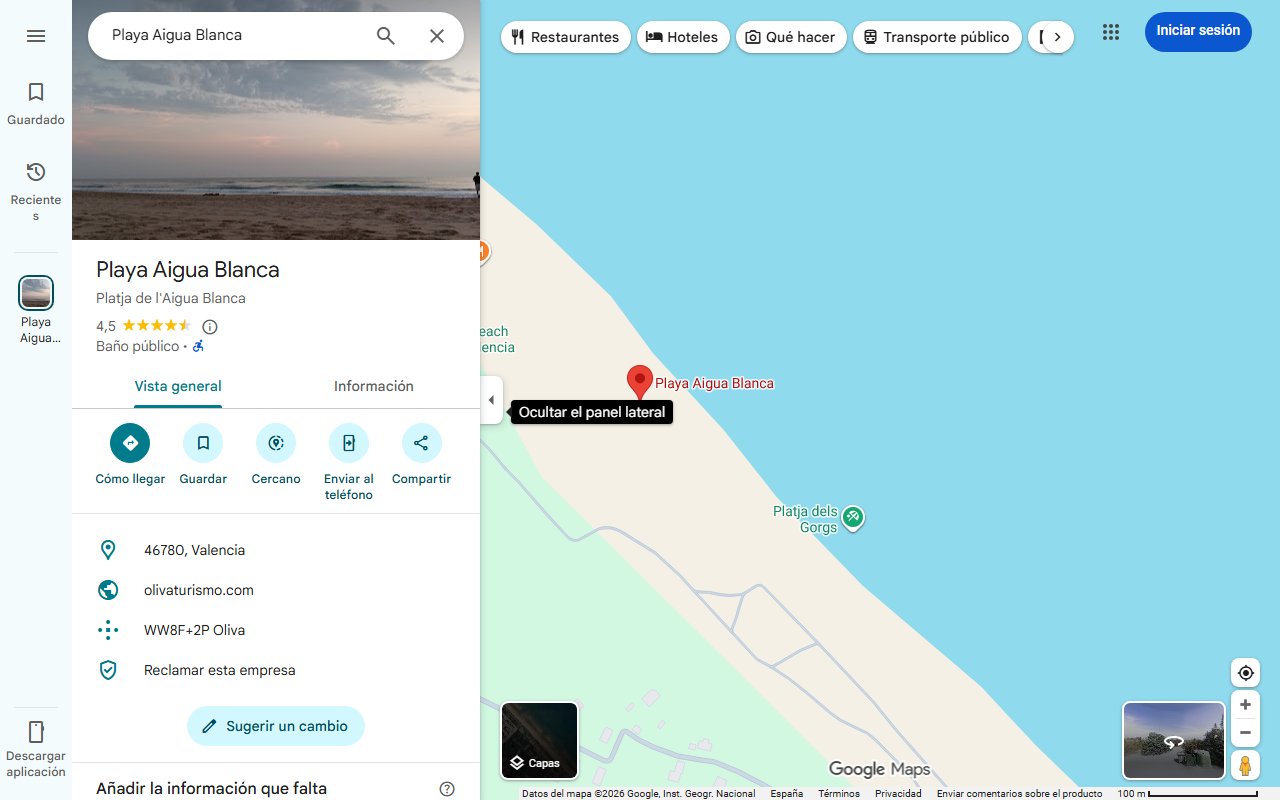 Mapa de La playa alicantina de aguas turquesa y arena blanca que está a una hora de Valencia