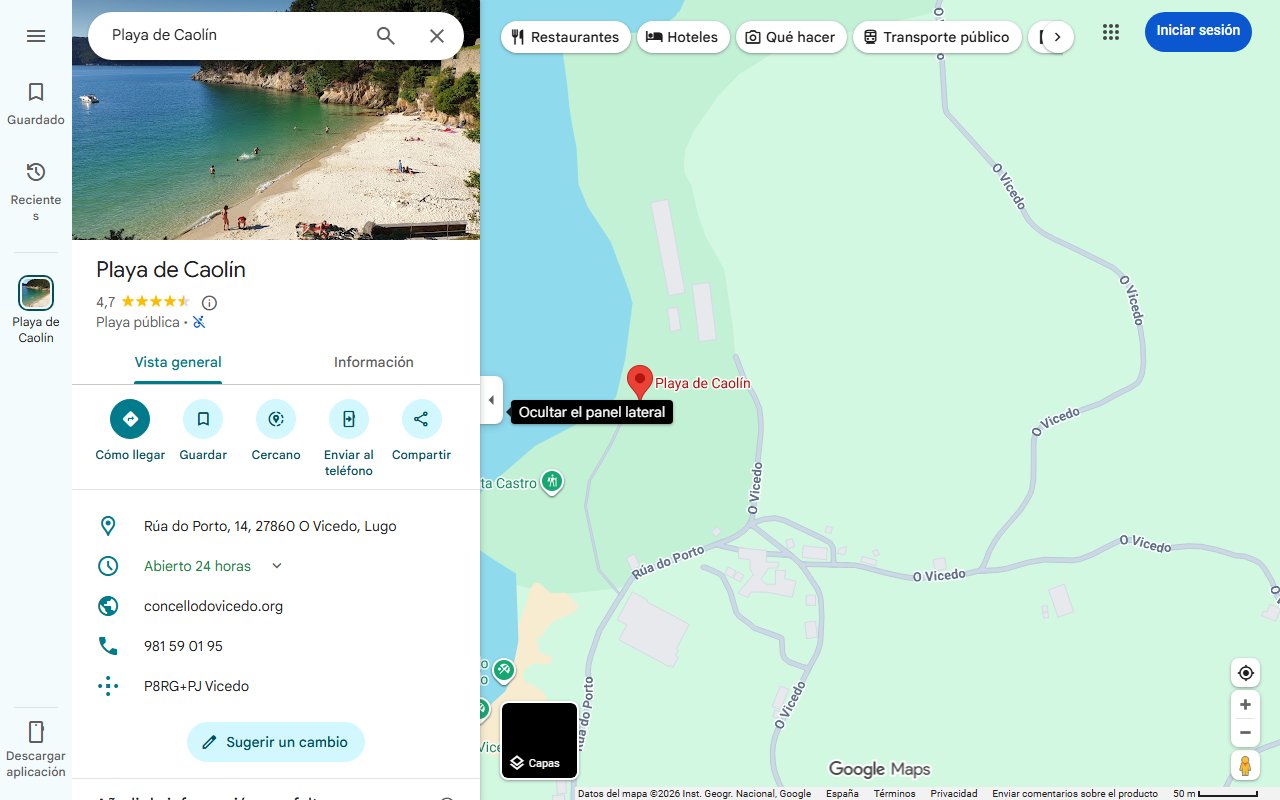 Mapa de La playa con bandera azul que deslumbra en el Cantábrico de Lugo: 