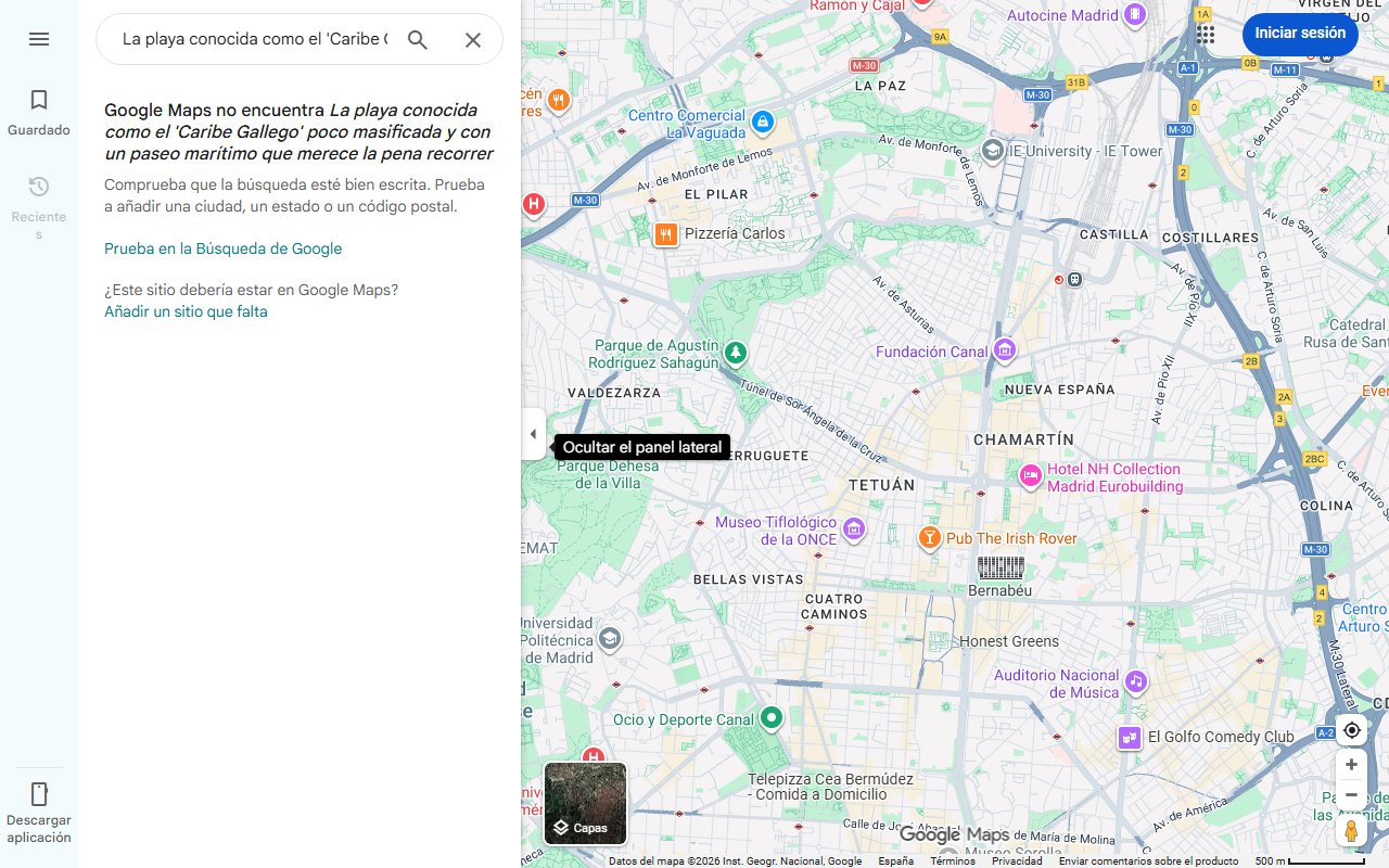 Mapa de La playa conocida como el 'Caribe Gallego' poco masificada y con un paseo marítimo que merece la pena recorrer