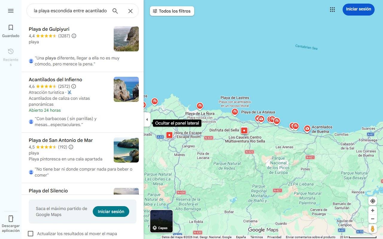 Mapa de Descubre la playa escondida entre acantilados en Asturias: el paraíso virgen que te descubre la revista 'Viajar' para una escapada en verano