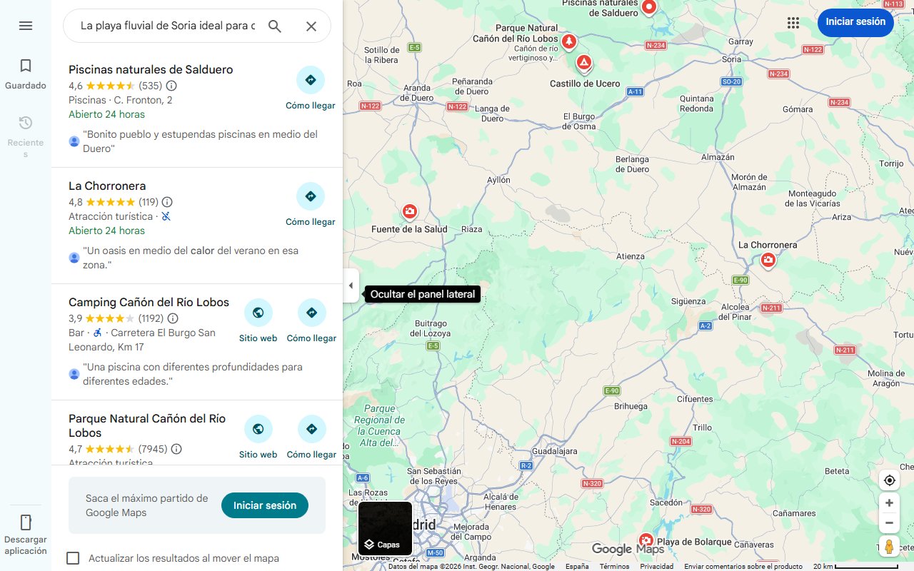 Mapa de La playa fluvial de Soria ideal para combatir el calor: un baño en un entorno natural único