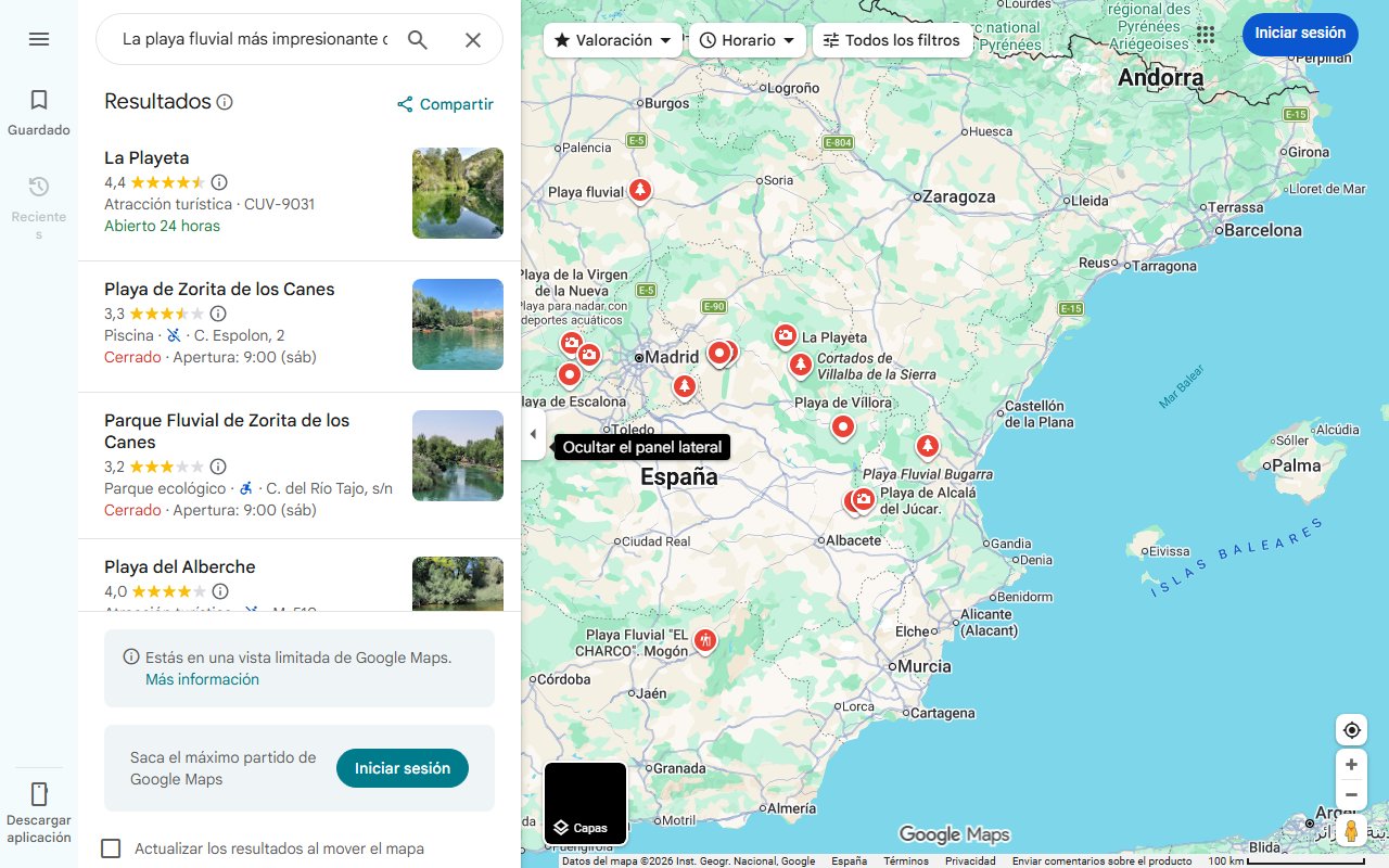 Mapa de La playa fluvial más impresionante de Castilla-La Mancha: aguas cristalinas, chiringuito y kayaks
