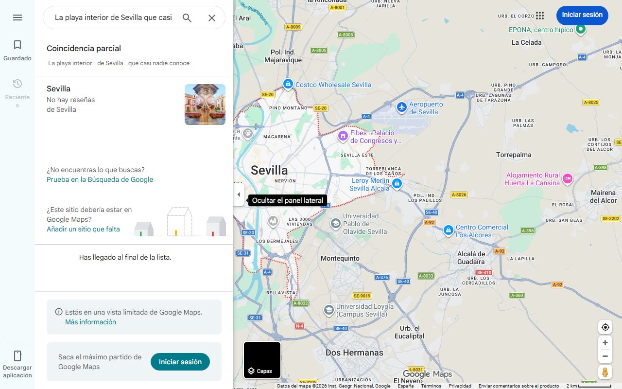 Mapa de La playa interior de Sevilla que casi nadie conoce: ubicación exacta y cómo disfrutarla