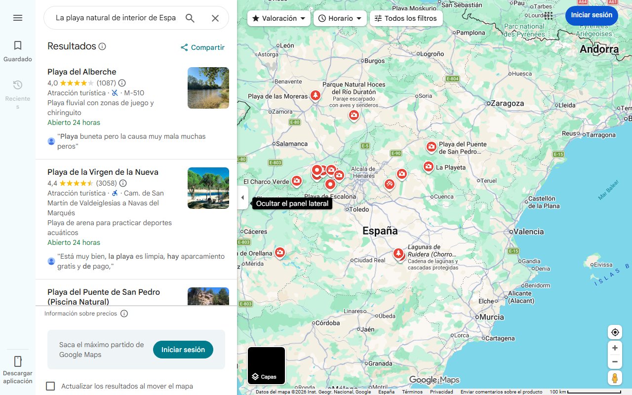 Mapa de La playa natural de interior de España que hay que visitar una vez en la vida: sin casi turistas y en un precioso pueblo