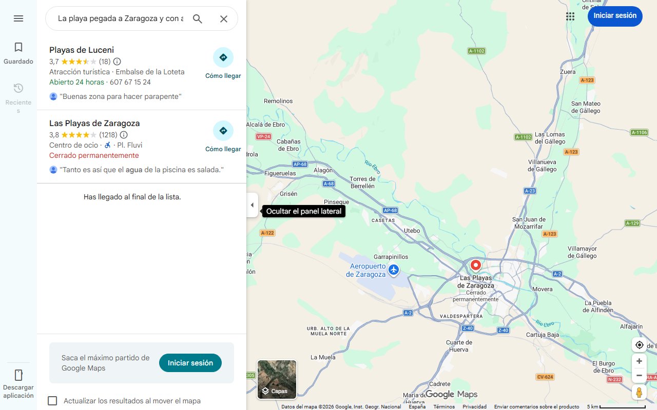 Mapa de La playa pegada a Zaragoza y con agua cristalina: está a 2 horas