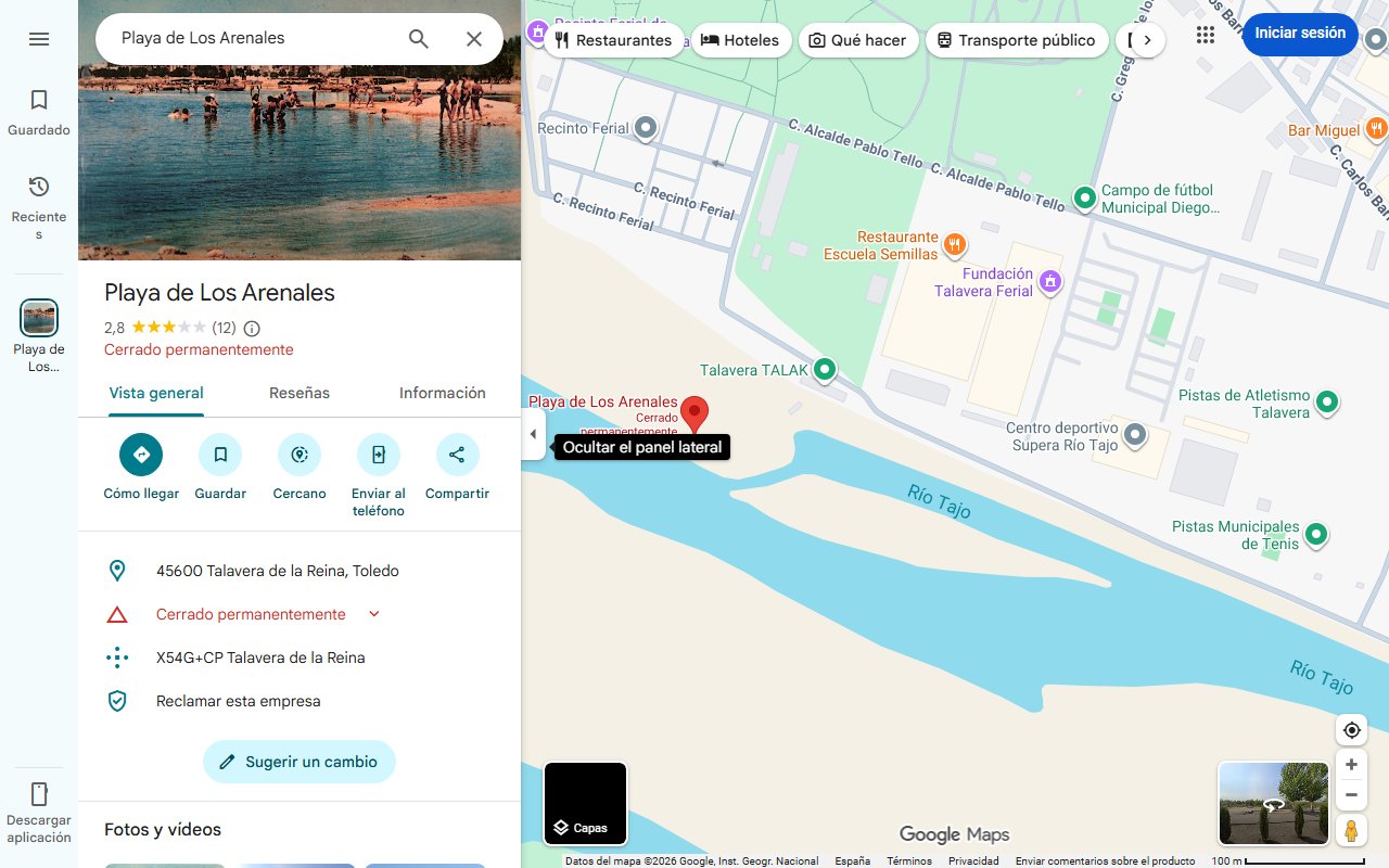 Mapa de Conoce la playa que se esconde cerca de Talavera - Cover Talavera