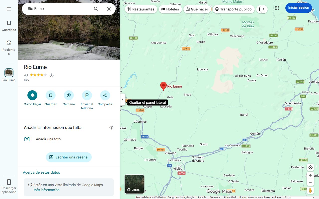 Mapa de Descubre la playa secreta de Galicia junto al río Eume: un paraíso sin masificaciones