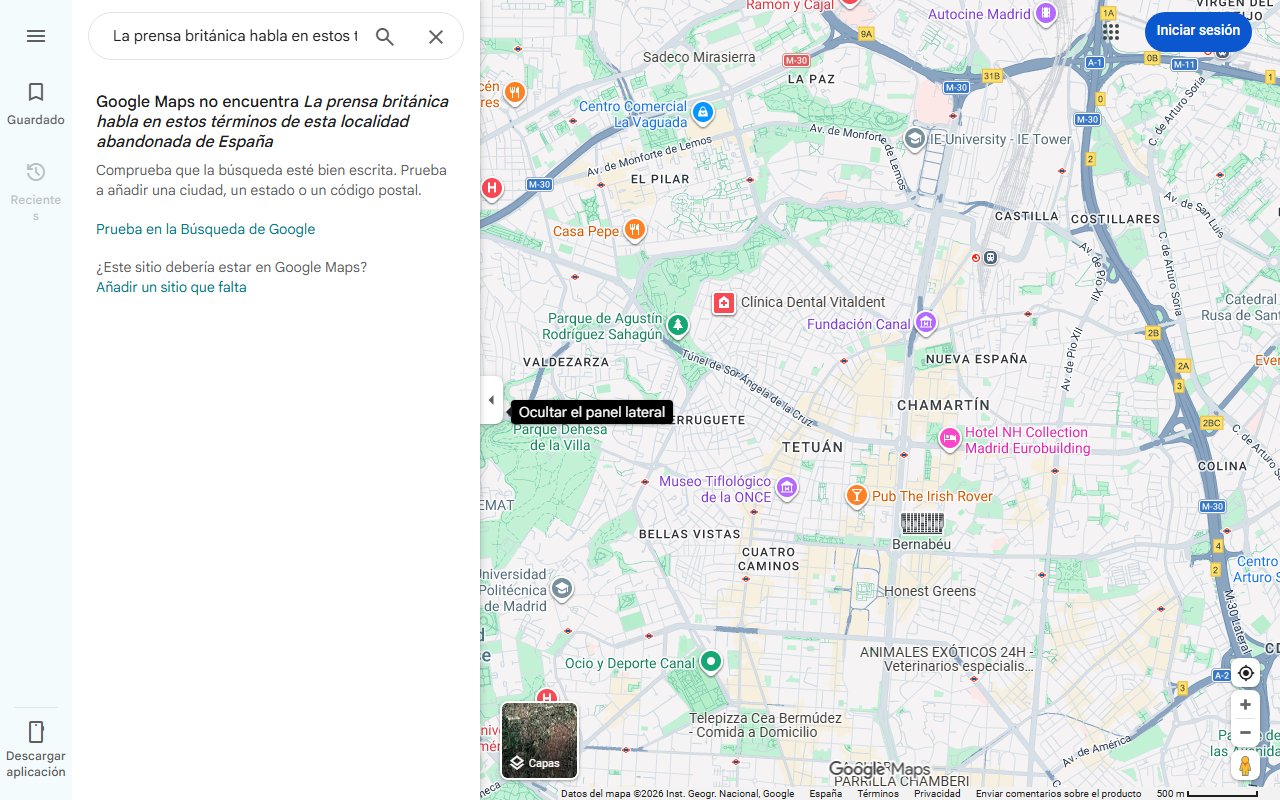 Mapa de La prensa británica habla en estos términos de esta localidad abandonada de España: 