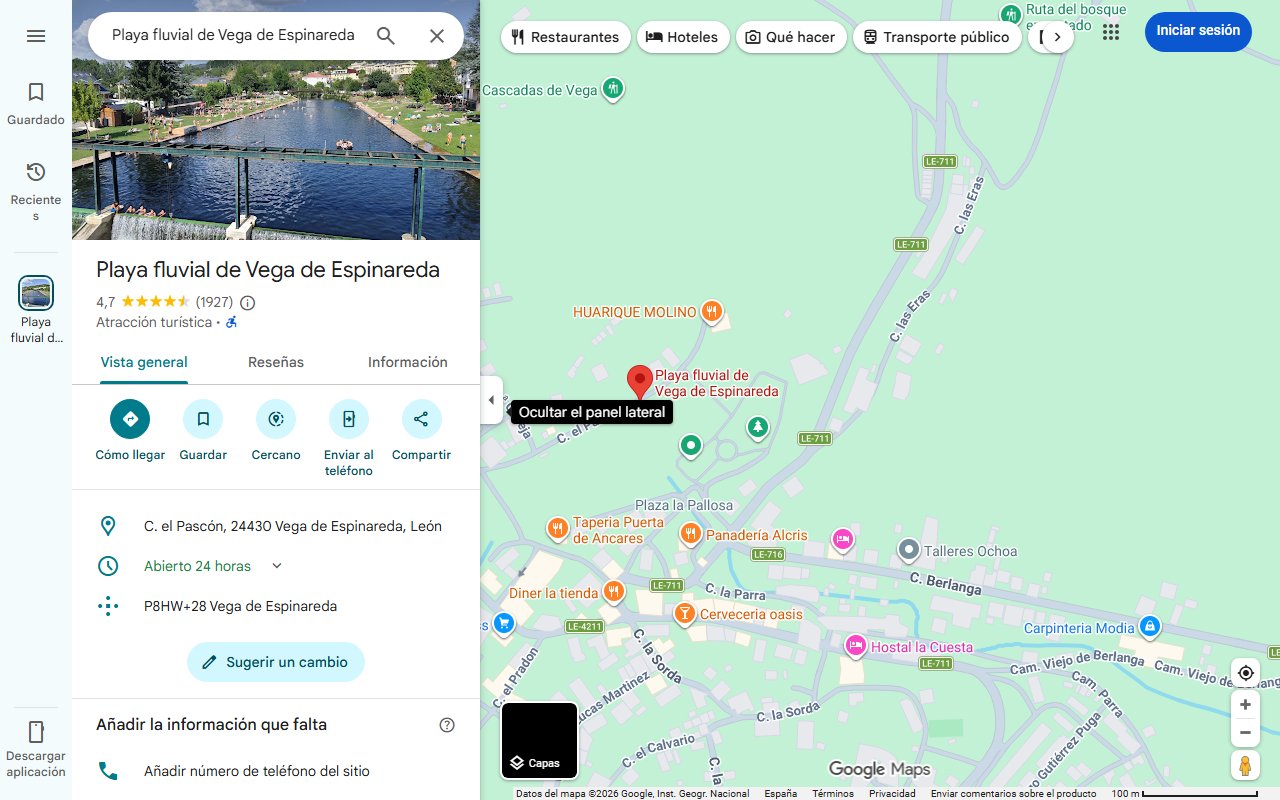 Mapa de La revista 'Viajar' coloca la playa fluvial de Vega de Espinareda como la más bonita de la provincia de León