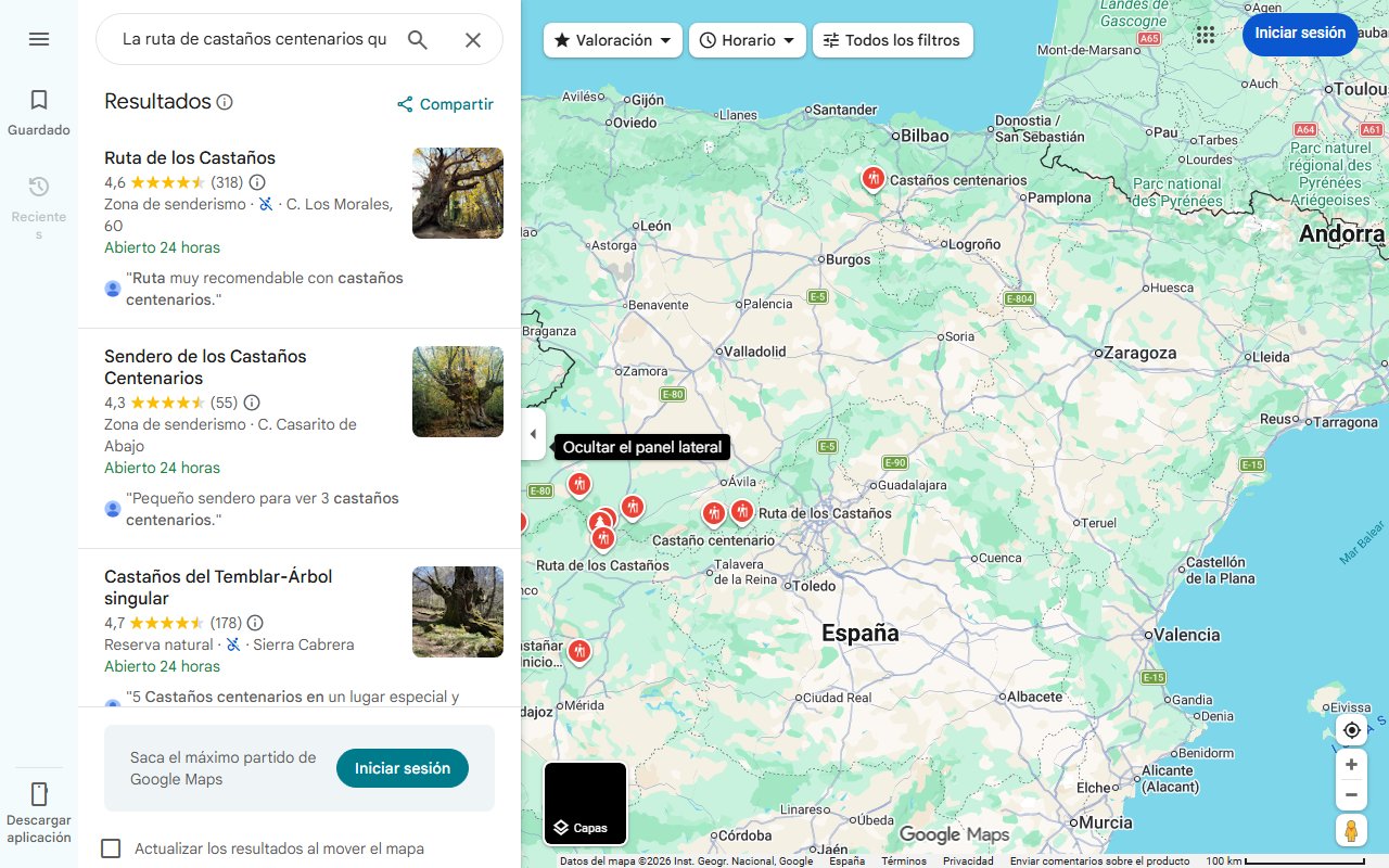 Mapa de La ruta de castaños centenarios que tienes que hacer sí o sí en Extremadura: preciosos paisajes para toda la familia