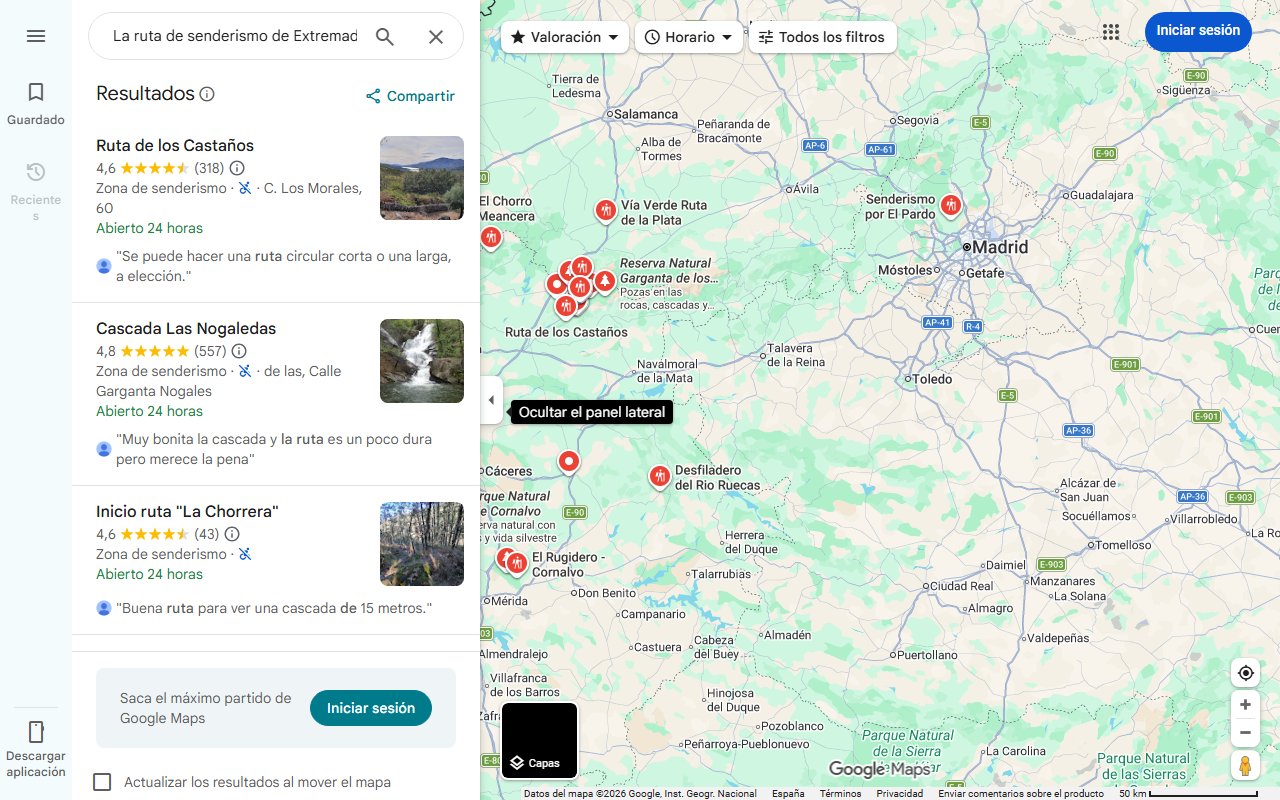 Mapa de La ruta de senderismo de Extremadura que se convierte en un oasis natural en verano: sombra, pozas y paisajes únicos
