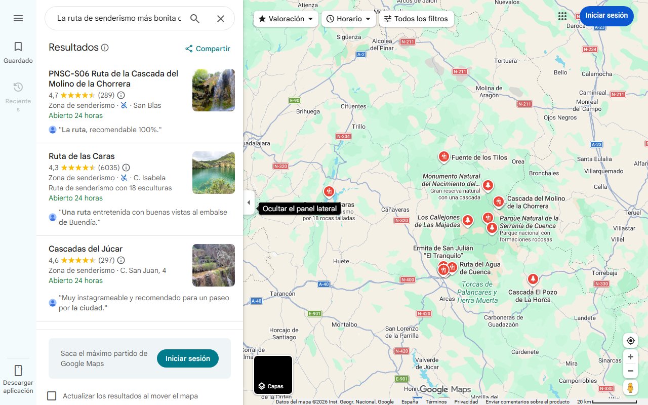 Mapa de La ruta de senderismo más bonita de Cuenca pasa junto a una cascada alucinante, una ermita del siglo XVI y un pueblo medieval de cuento