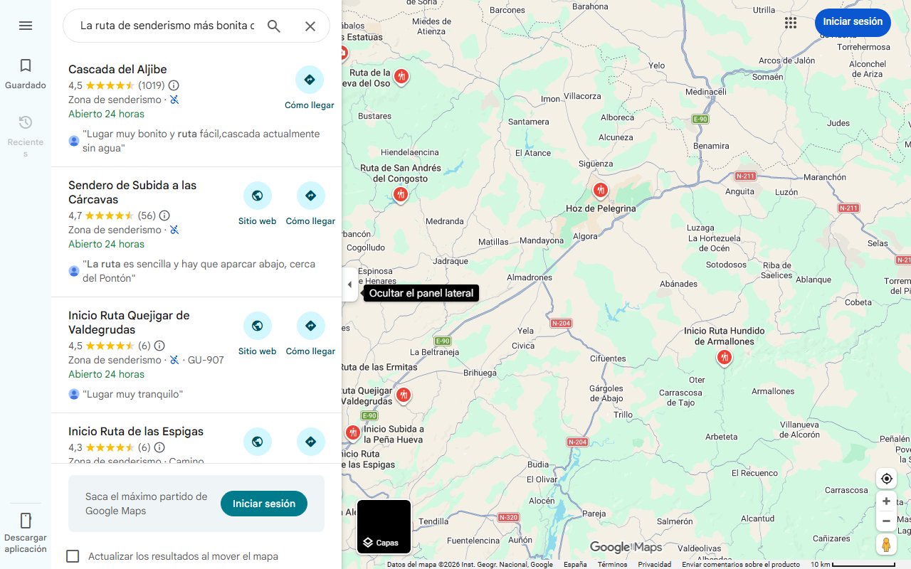 Mapa de La ruta de senderismo más bonita del verano está en Guadalajara: atraviesa pueblos negros, una cascada y un molino con historia