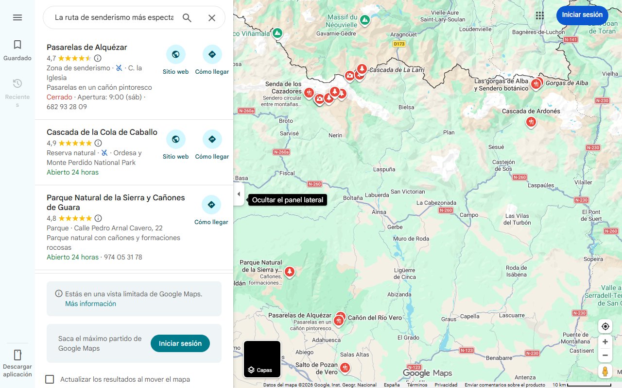 Mapa de La ruta de senderismo más espectacular de España está en Huesca, es apta para niños y atraviesa cañones y gargantas impresionantes