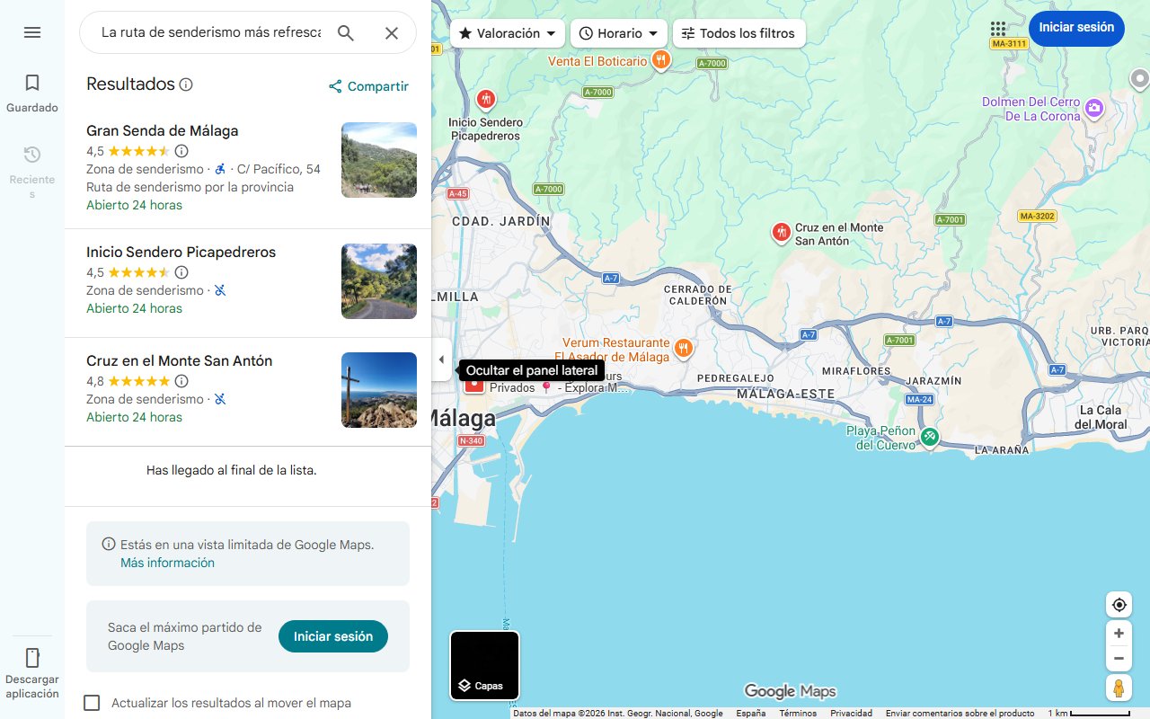 Mapa de La ruta de senderismo más refrescante de Málaga: varias charcas, diques y un salto de agua para valientes