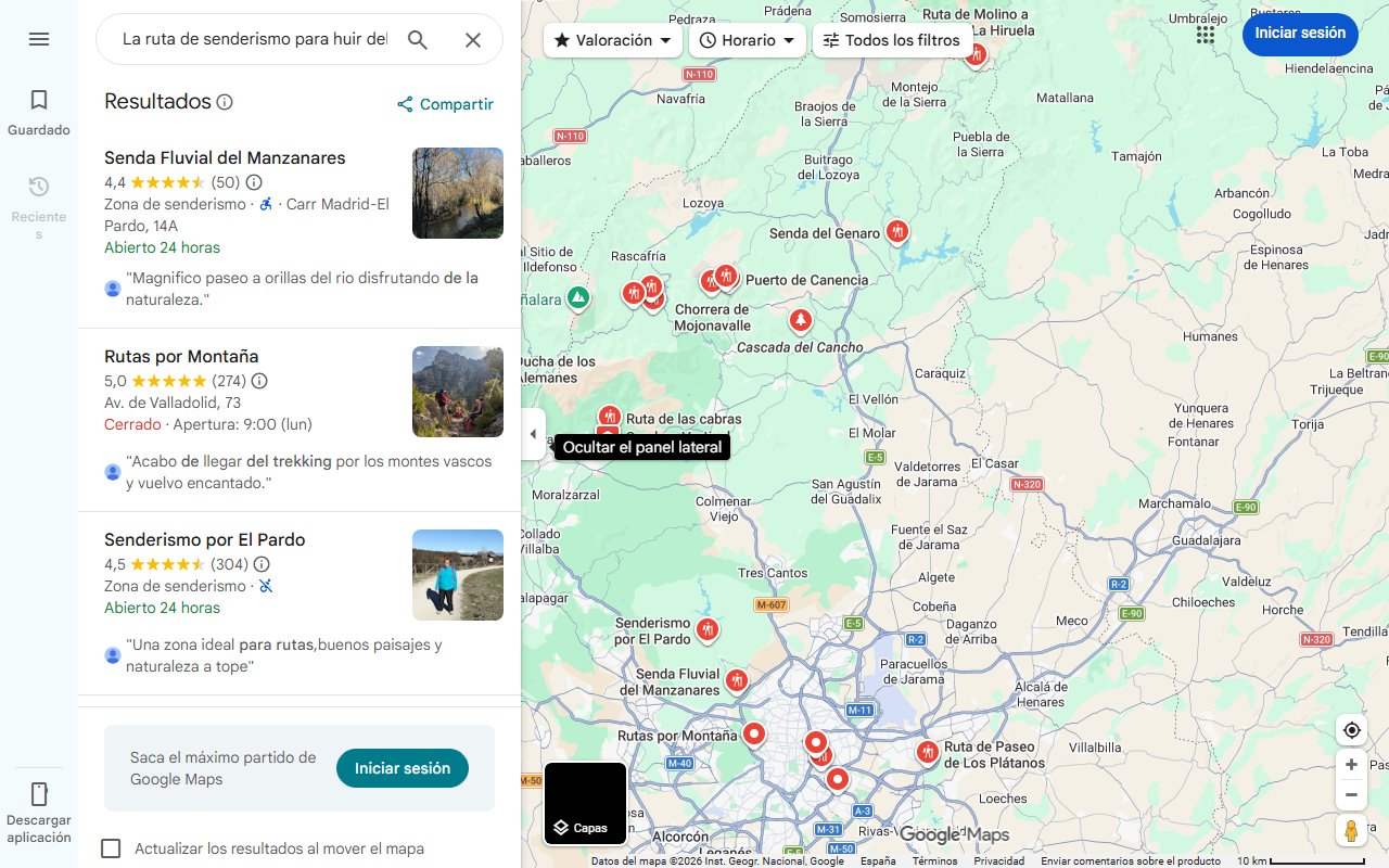 Mapa de La ruta de senderismo para huir del calor de Madrid: un oasis de calma y frondosos bosques junto al río