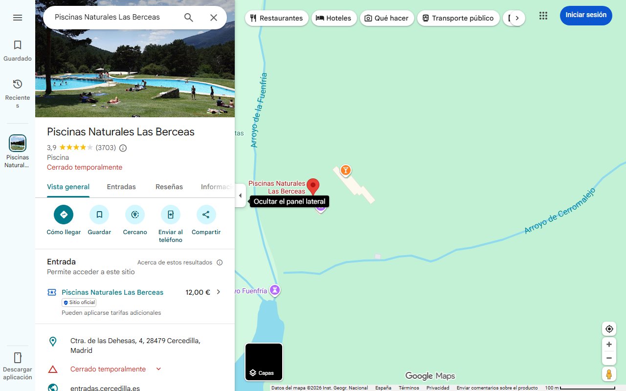 Mapa de La ruta de senderismo que conduce hasta tres increíbles piscinas naturales en plena sierra