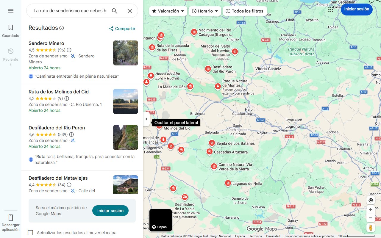 Mapa de La ruta de senderismo que debes hacer sí o sí en Burgos: perfecta para hacer en verano por su carácter sombrío y su manantial de agua fresca
