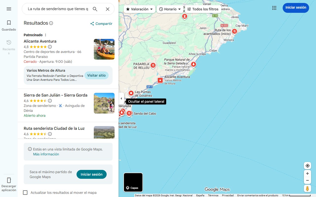 Mapa de La ruta de senderismo que tienes que hacer sí o sí en Alicante: historia, castillo, miradores y museos con vistas al mar