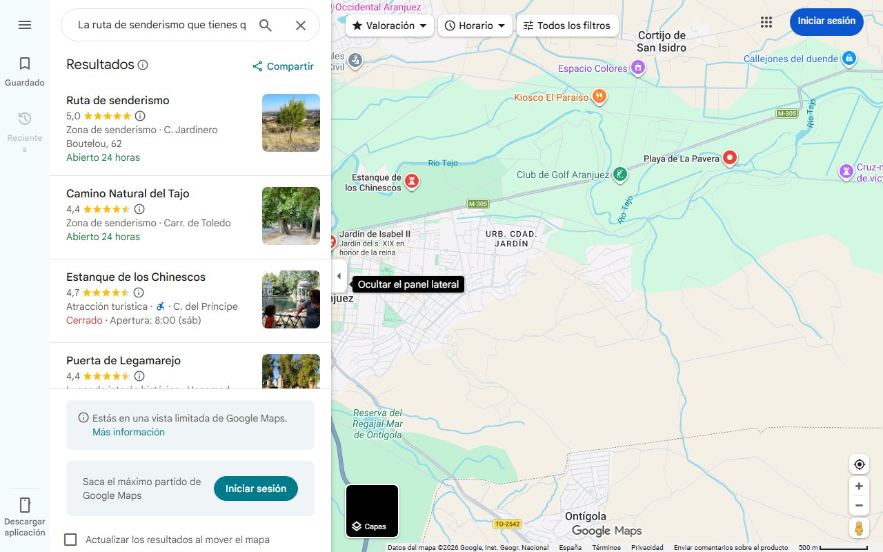 Mapa de La ruta de senderismo que tienes que hacer sí o sí en Aranjuez, a menos de 1 hora de Madrid: pasarás por antiguos huertos de la Corona Española