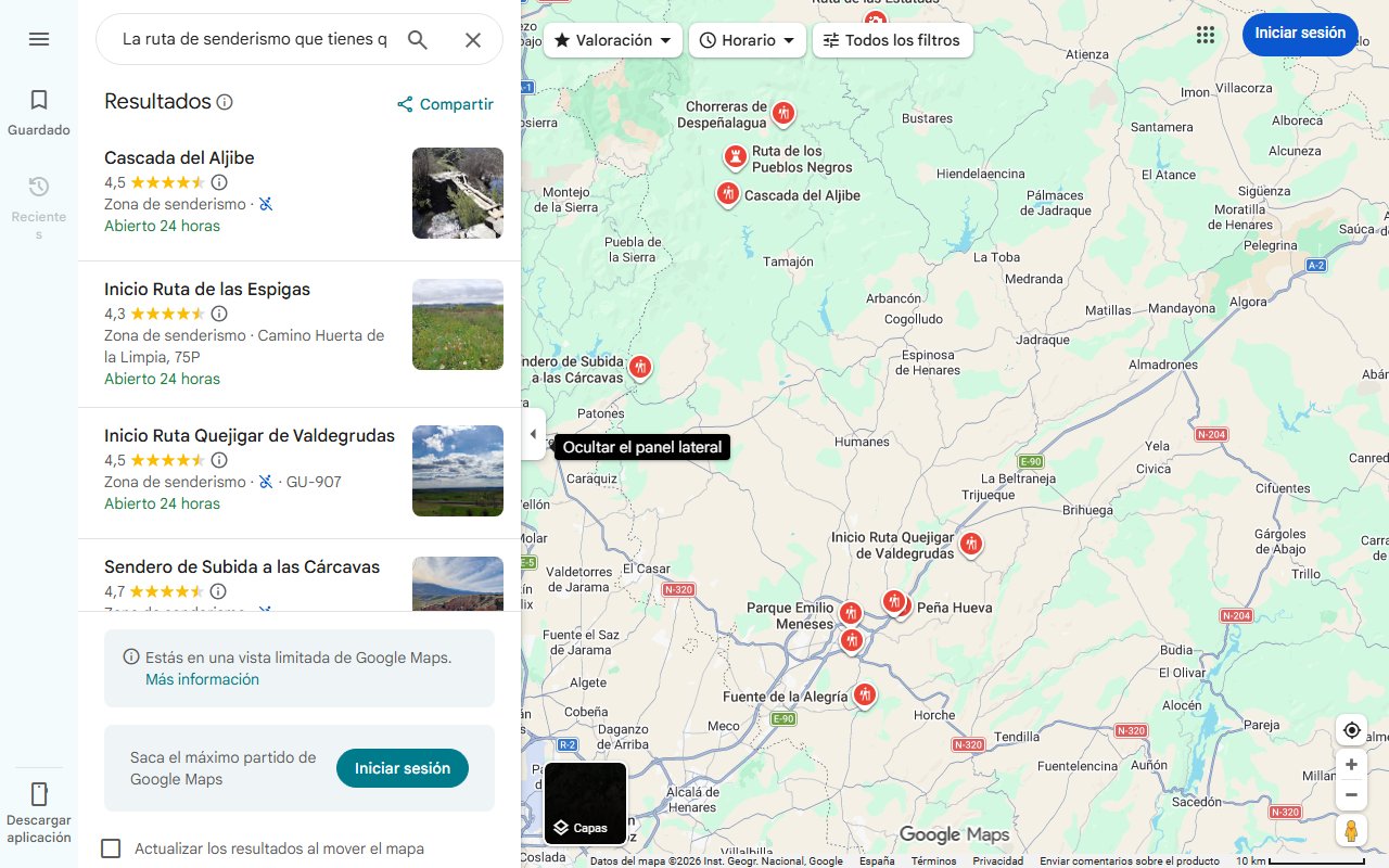 Mapa de La ruta de senderismo que tienes que hacer sí o sí en Guadalajara: con un salto de agua y una sorpresa final
