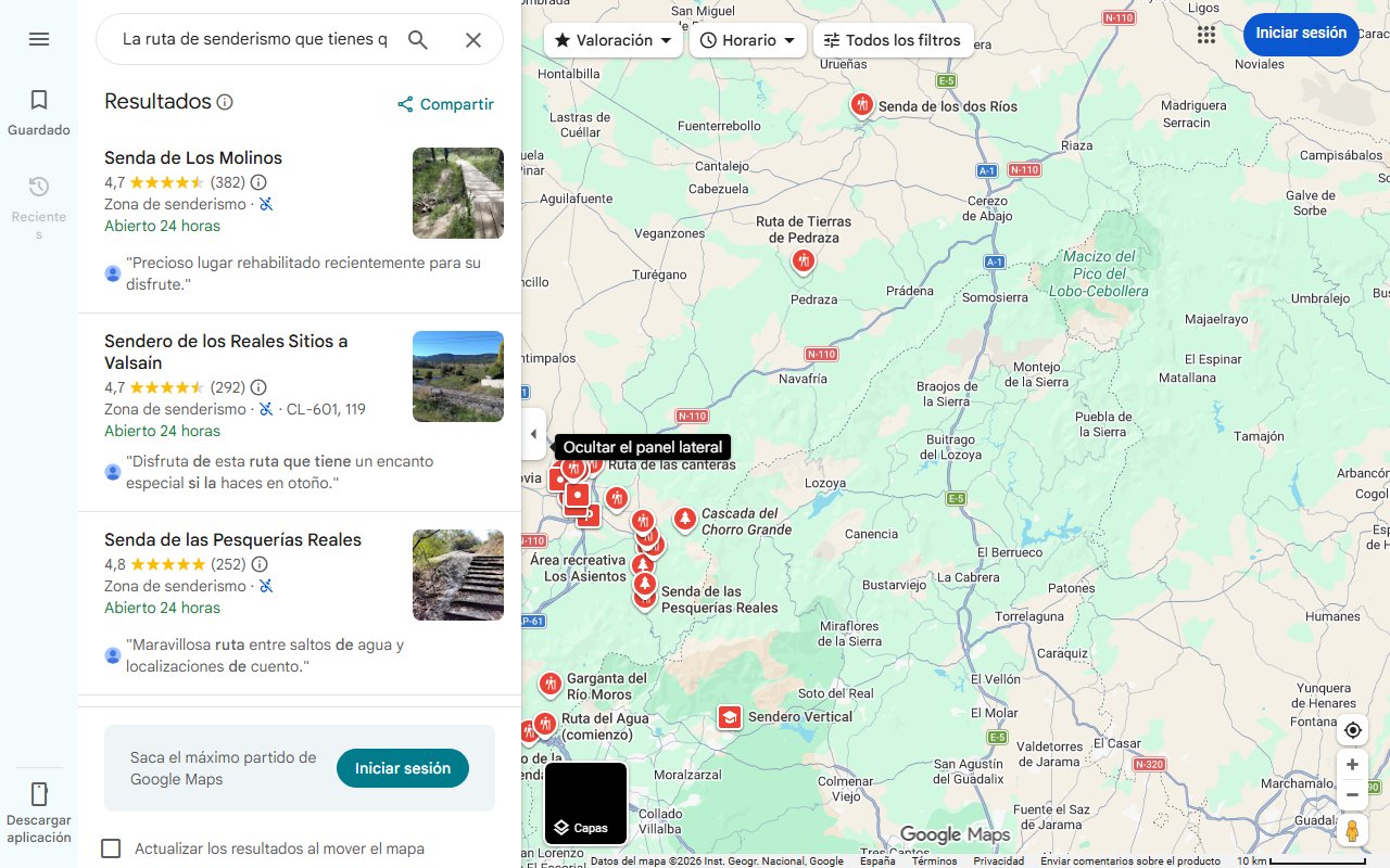 Mapa de La ruta de senderismo que tienes que hacer sí o sí en Segovia: muy divertida, llena de puentes, pasarelas y escaleras de madera