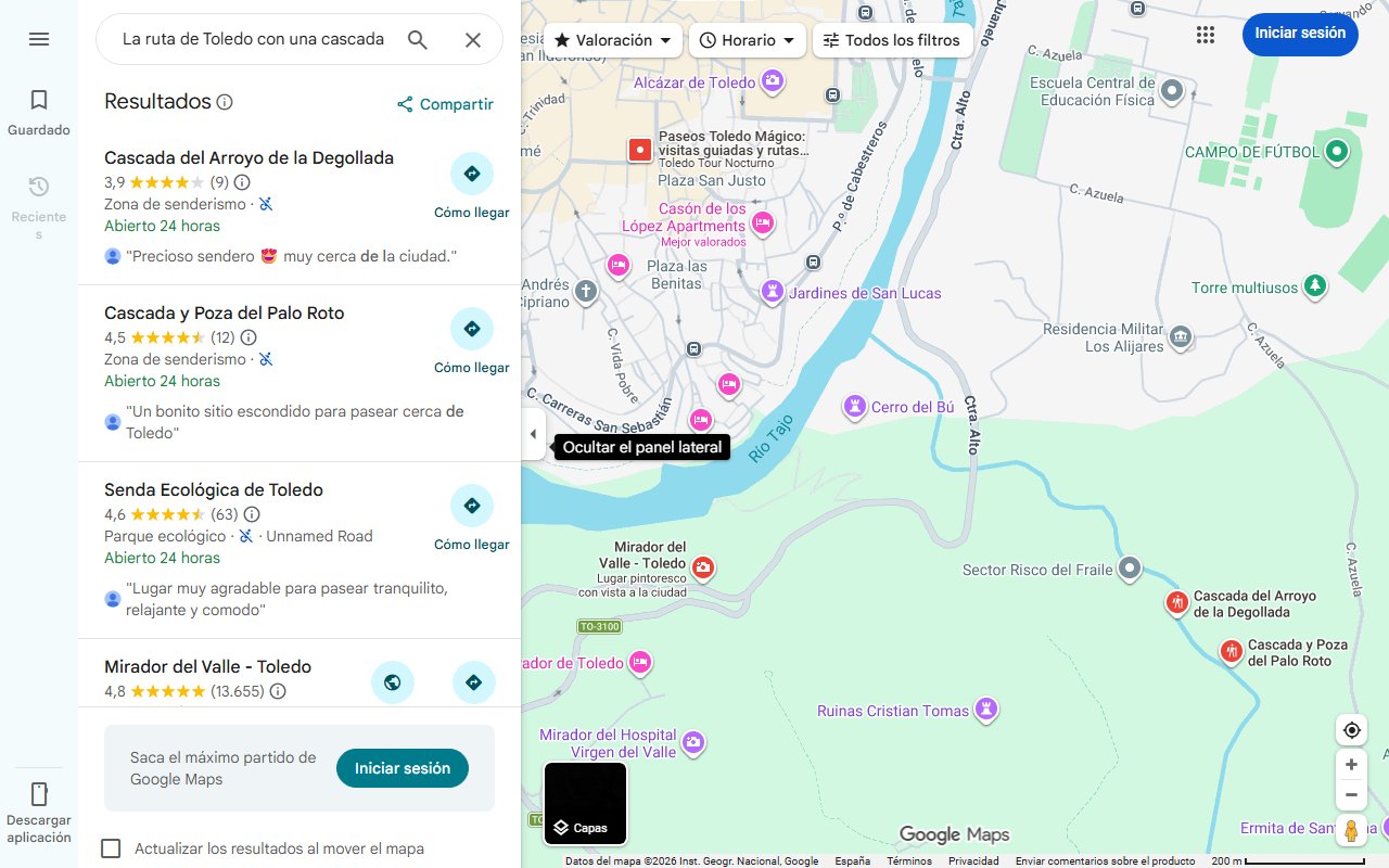 Mapa de La ruta de Toledo con una cascada secreta de 10 metros de altura: una excursión espectacular - ENCLM