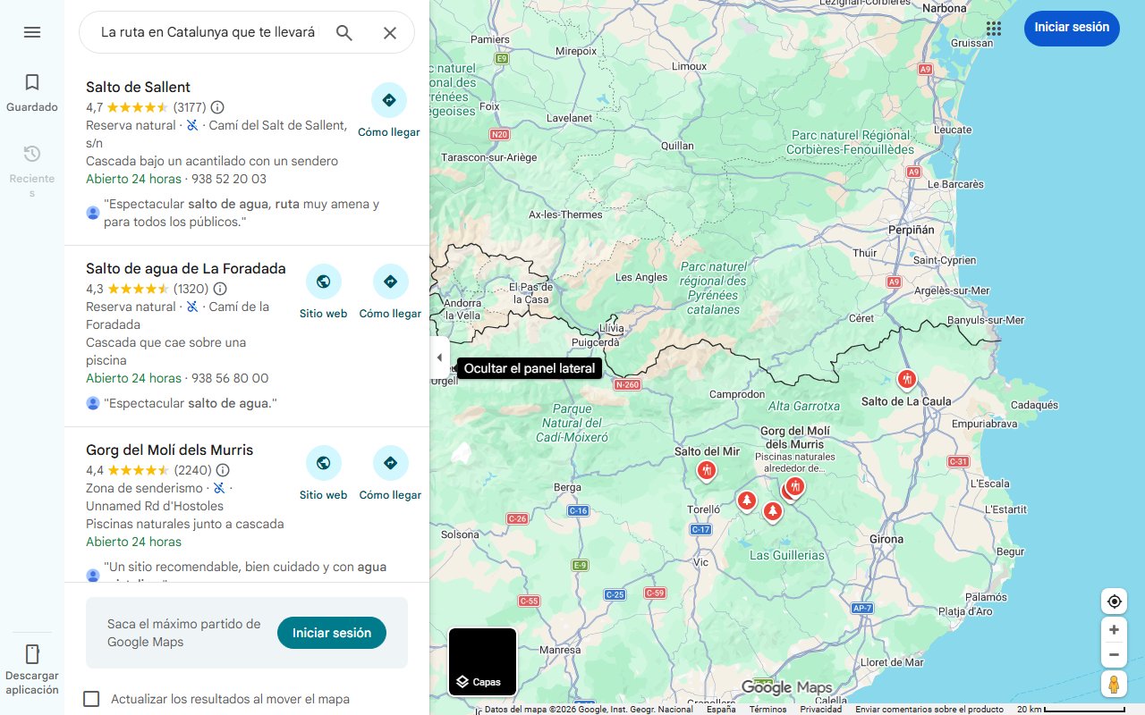 Mapa de La ruta en Catalunya que te llevará hasta un impresionante salto de agua cristalina