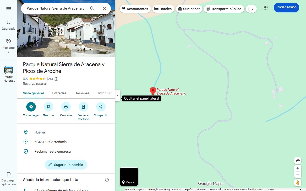 Mapa de La ruta fluvial que casi nadie hace en verano en la Sierra de Aracena de Huelva