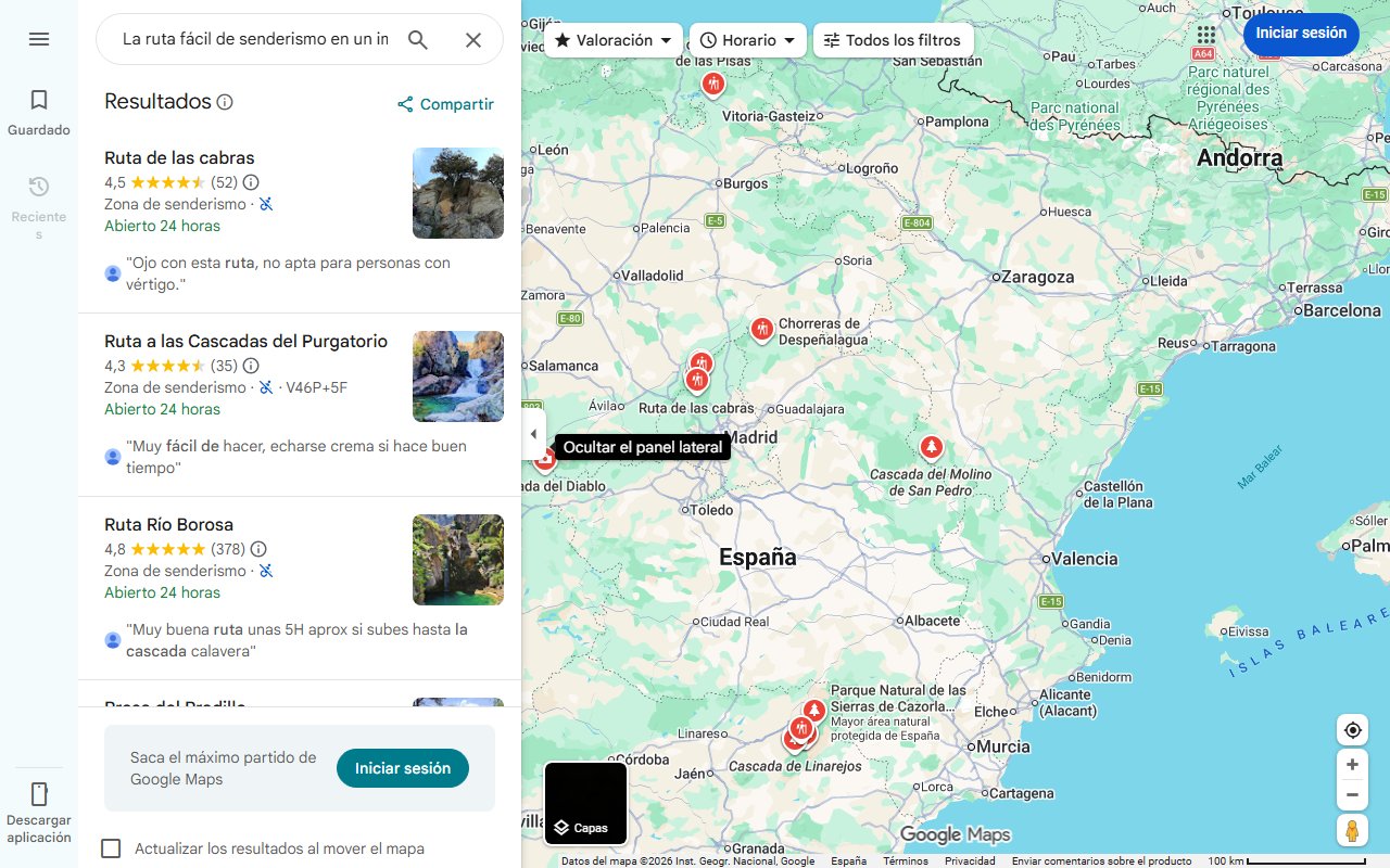 Mapa de La ruta fácil de senderismo en un impresionante paraíso natural de cascadas y aguas cristalinas