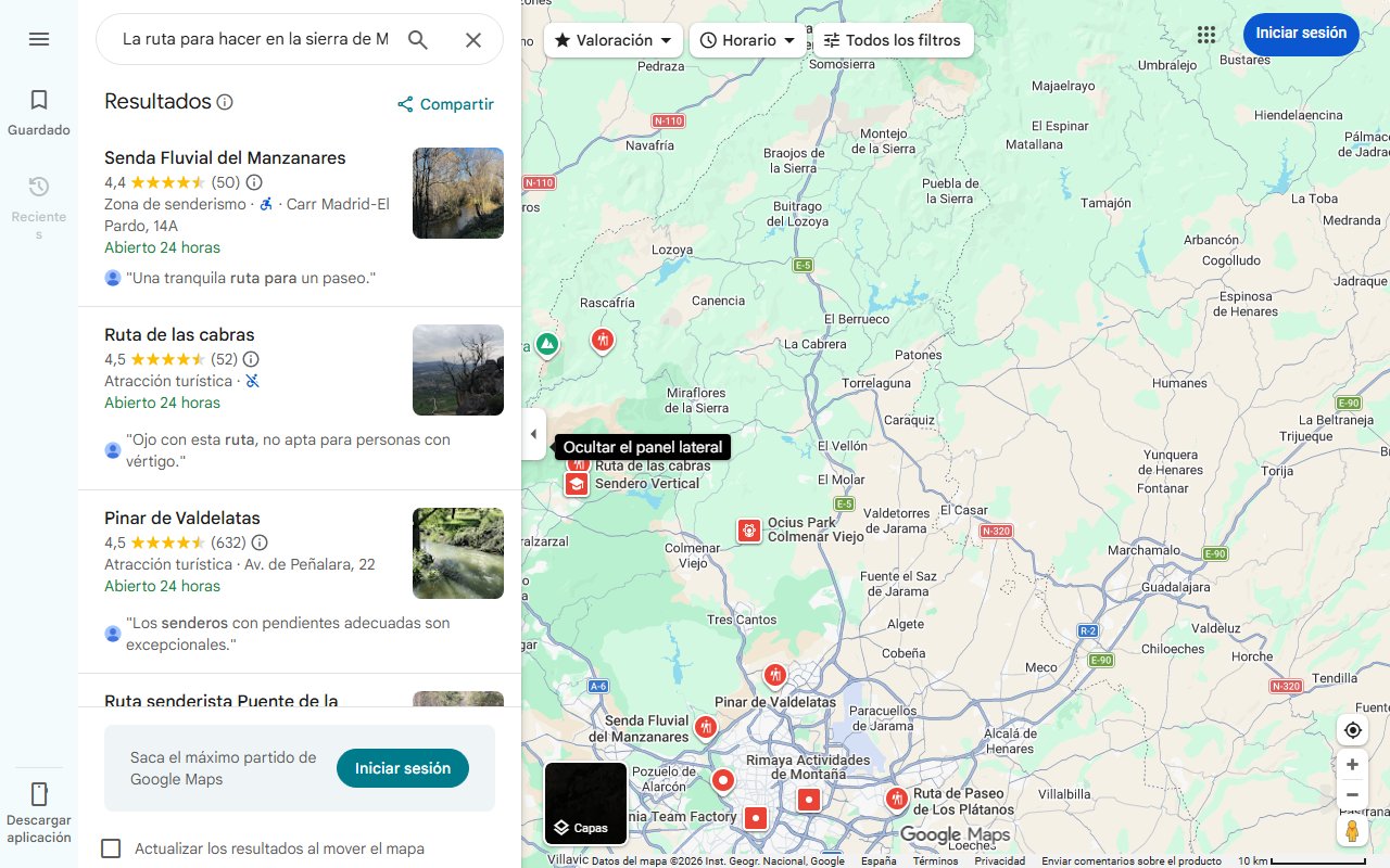 Mapa de La ruta para hacer en la sierra de Madrid que es perfecta para escapar del calor: rodeada de cascadas y en un entorno natural privilegiado