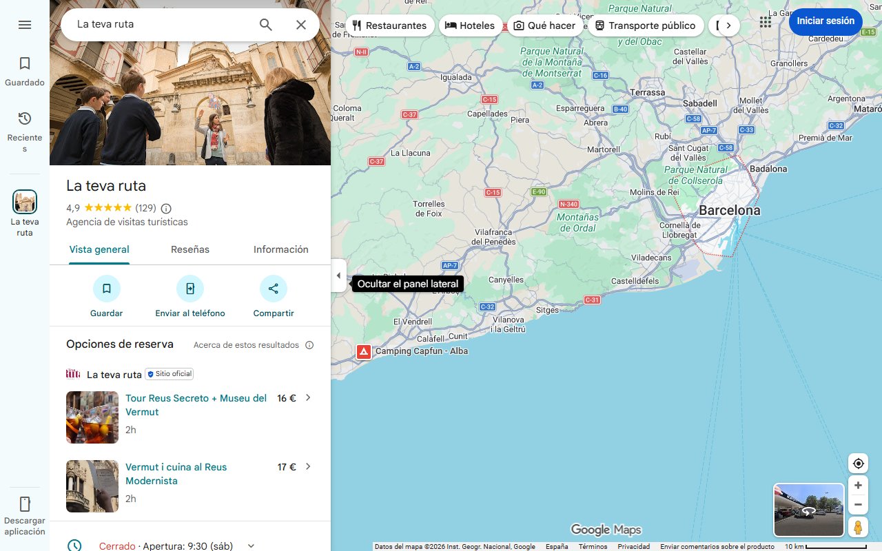 Mapa de La ruta perfecta para disfrutar de Tarragona: desde calas turquesas a bañarte con atunes rojos