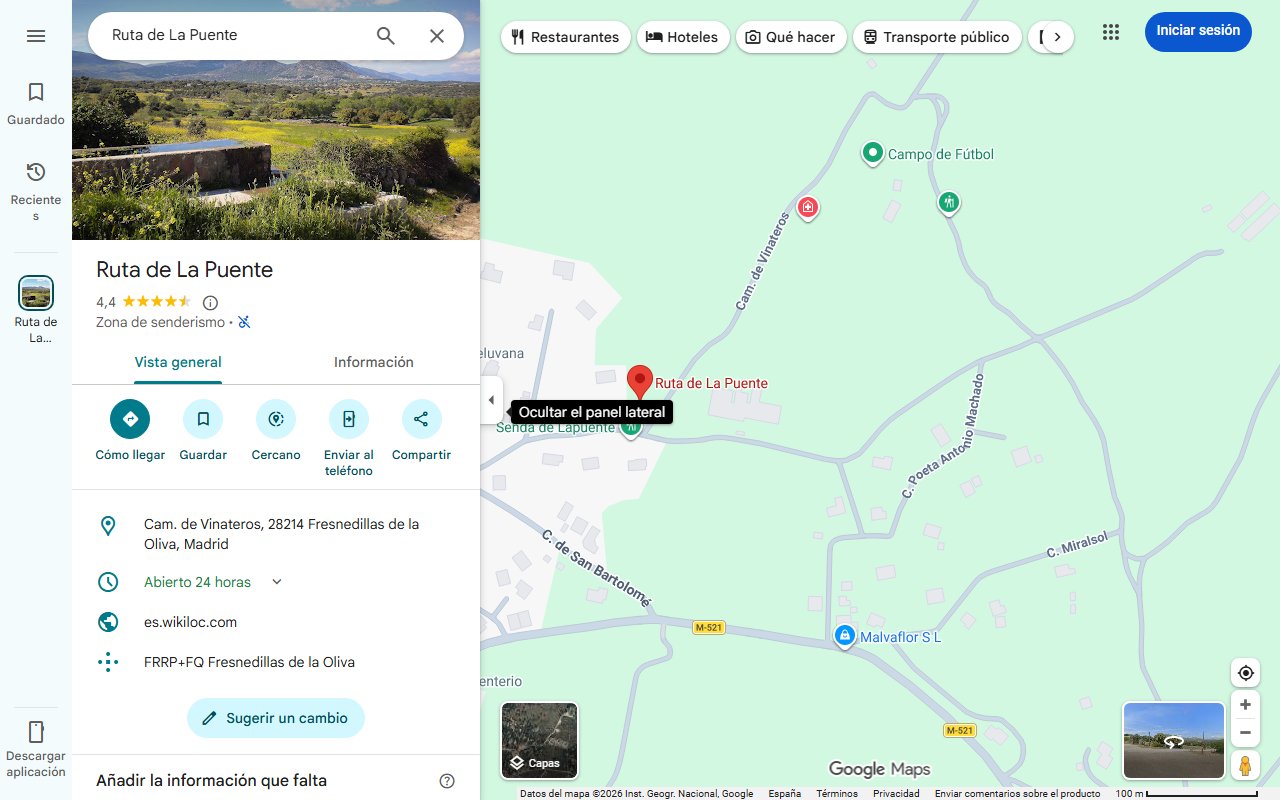 Mapa de La ruta que debes recorrer si o si a una hora de madrid con un lago de aguas cristalinas y una ermita preciosa