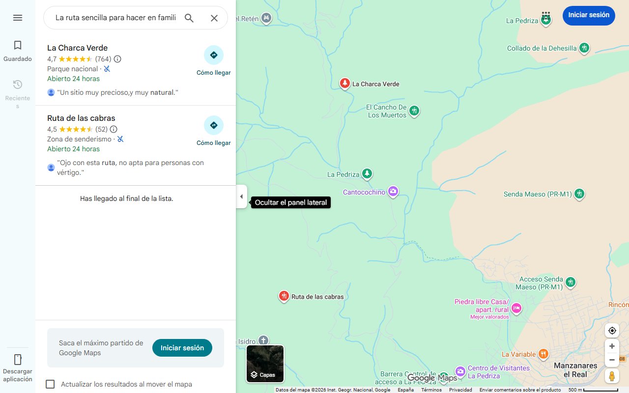 Mapa de La ruta sencilla para hacer en familia que termina en una preciosa piscina natural de agua cristalina